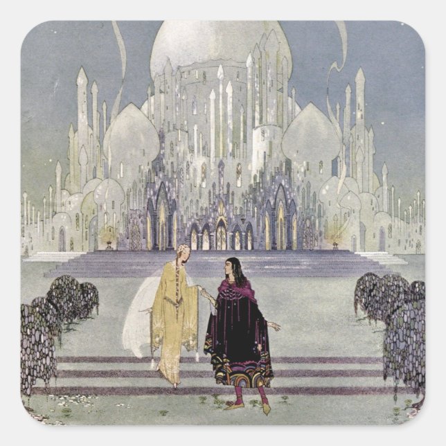 Rosette and Prince Charmant Square Sticker (Front)