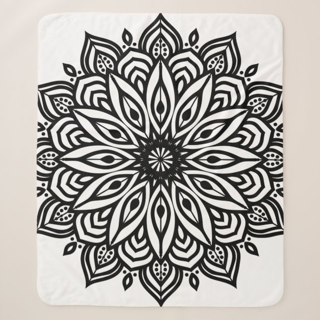 Rosette mandala ornament decor sherpa blanket (Front)