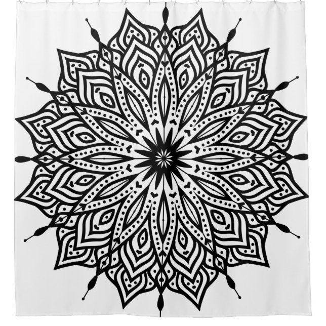 Rosette mandala ornament decor shower curtain (Front)