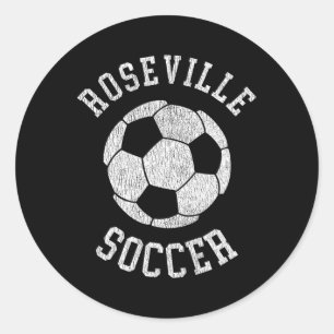 Roseville Soccer Retro Distressed 90's Vintage Classic Round Sticker