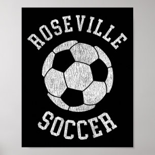 Roseville Soccer Retro Distressed 90's Vintage Poster