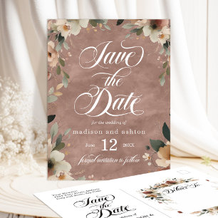 Rosewood Cottagecore Floral Wedding Save the Date Announcement Postcard