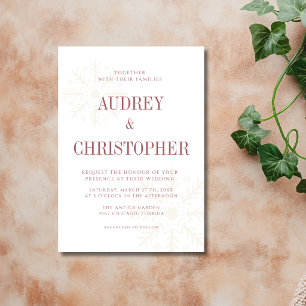 Rosewood & Gold Guiet Snowflake Christmas Wedding Invitation