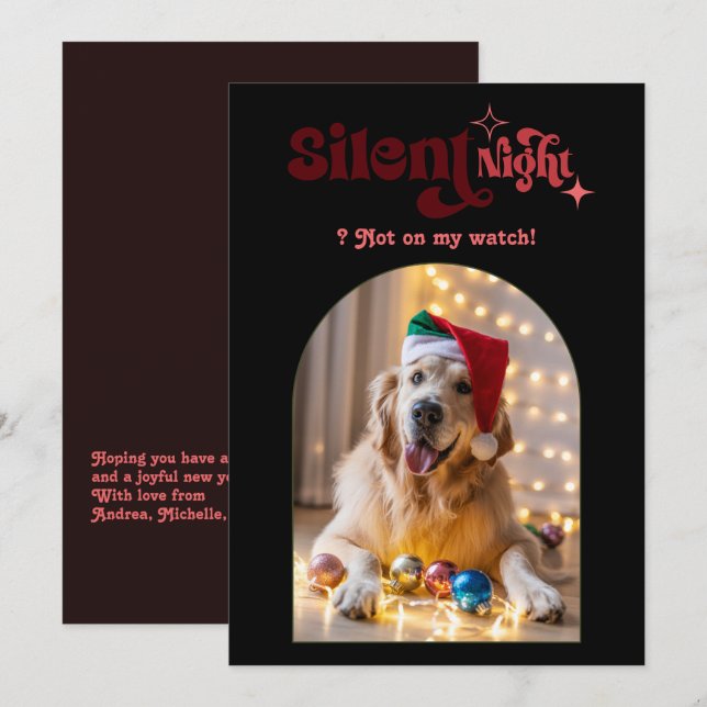 Rosewood Mahogany Retro Pet Dog Christmas Photo Holiday Card (Front/Back)