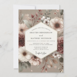 Rosewood Muted Bloom Wedding Invitation