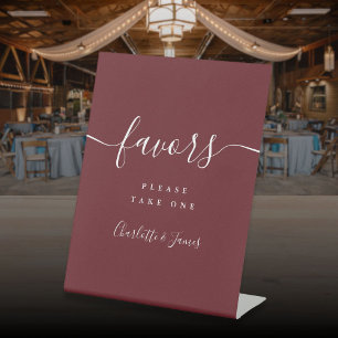 Rosewood Pink Elegant Modern Wedding Favours Table Pedestal Sign