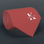 Rosewood Pink Elegant Monogram   Name |One-Sided Tie<br><div class="desc">An elegant one-sided necktie featuring a bold white monogram across a Rosewood Pink background. On top of this monogram sits your first or last name spelled out in all capitals. If you prefer a bolder look for the personal name inside of the large letter you can do the following: Use...</div>