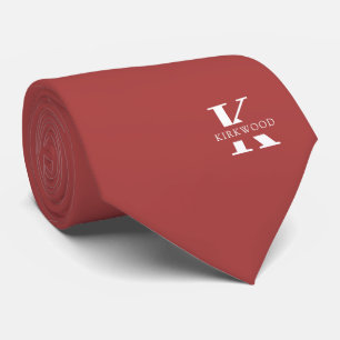 Rosewood Pink Elegant Monogram + Name One-Sided Tie