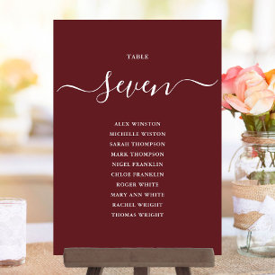 Rosewood Pink Elegant Table Number Seating Chart