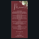 Rosewood Pink Greenery Monogram Wedding Dinner Menu<br><div class="desc">This elegant rosewood pink floral botanical greenery leaves wedding menu can be personalised with your information in chic typography with your monogram initials on the reverse. Designed by Thisisnotme©</div>