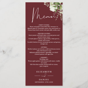 Rosewood Pink Greenery Monogram Wedding Dinner Menu