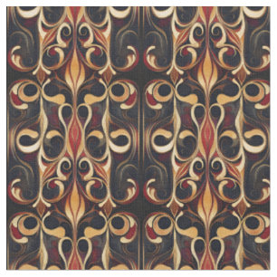 Rosewood Scroll Art Nouveau Fabric