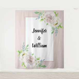 Rosewood Soft Mauve Floral Watercolor Rose Wedding Tapestry
