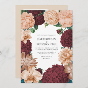 Rosewood, Terracotta Blush & Apricot Silk Wedding Invitation
