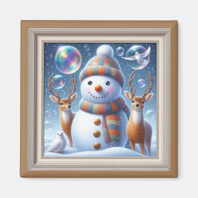 Rosey Cheek Snowman Magnet (Front)