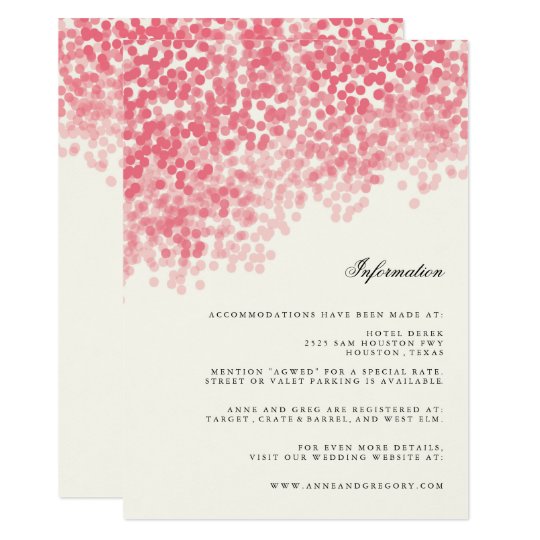 Rosey Light Shower Wedding Information Insert Card