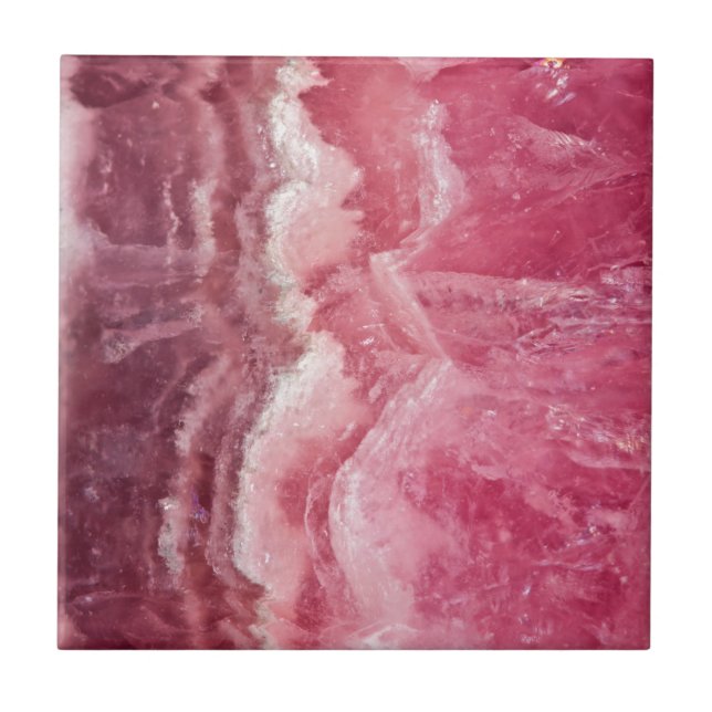 Rosey Rose Quartz Crystal Ceramic Tile (Front)
