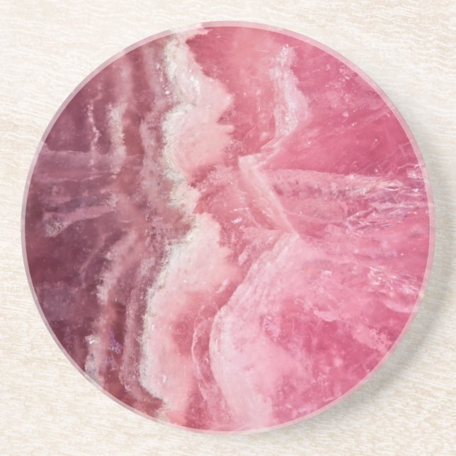 Rosey Rose Quartz Crystal Coaster (Front)