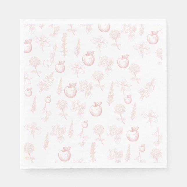 Rosh Hashana Apple Pink Toile Disposable Napkin (Front)