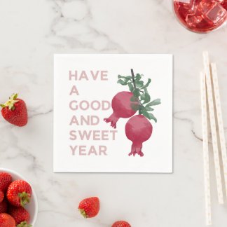 Rosh Hashana Jewish New Year Wishes w. Pomegranate Napkin
