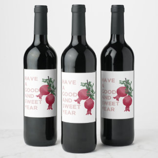 Rosh Hashana Jewish New Year Wishes w. Pomegranate Wine Label