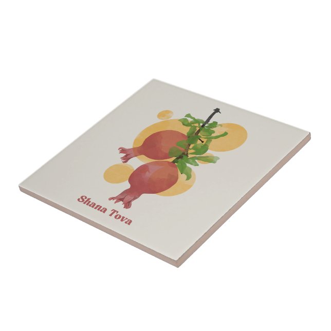Rosh Hashana Shana Tova Jewish New Year Ceramic Tile (Side)