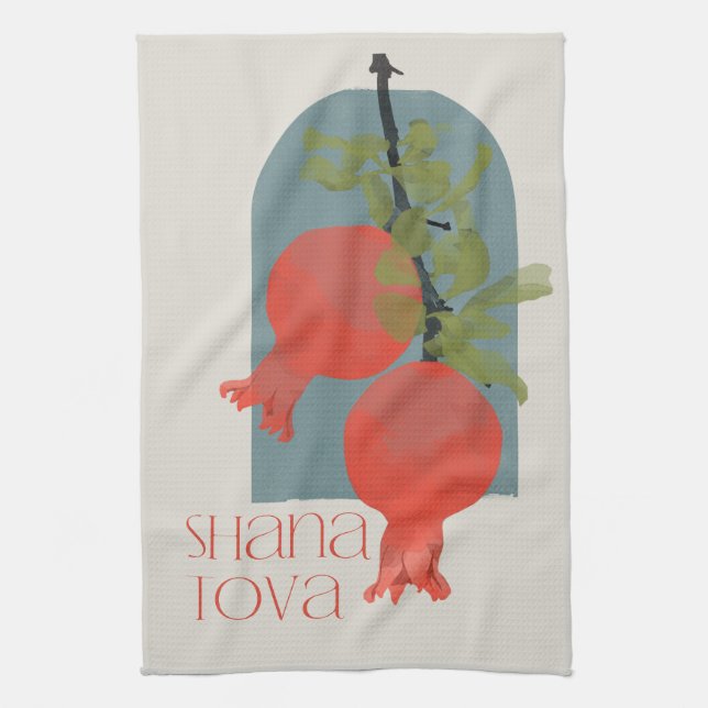 Rosh Hashana Shana Tova Pomegranates  Tea Towel (Vertical)