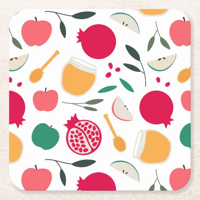 Rosh Hashana Square Paper Coaster (Front)