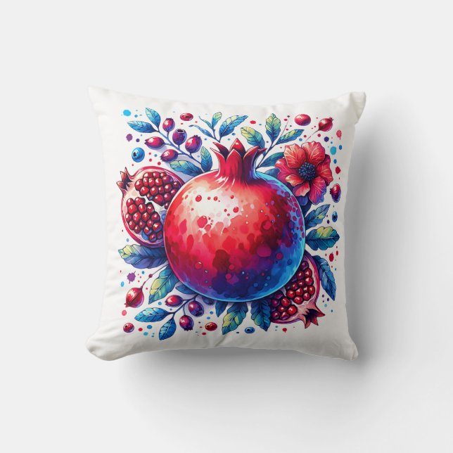 Rosh Hashana Water colour Pomegranate  Cushion (Front)