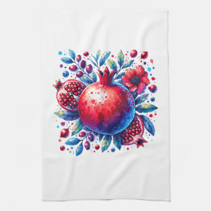 Rosh Hashana Water colour Pomegranate  Tea Towel