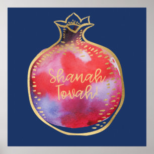 Rosh HaShana Wishes for Many Merits w. Pomegranate Poster
