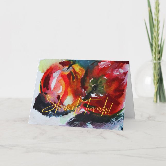 Rosh Hashanah Apple Painting Holiday Card (Front)