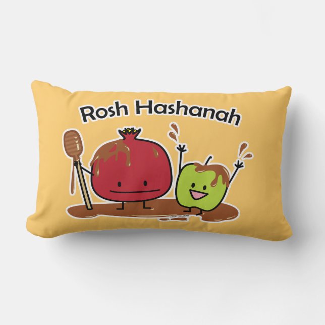 Rosh Hashanah apple pomegranate honey Jewish new Lumbar Cushion (Front)