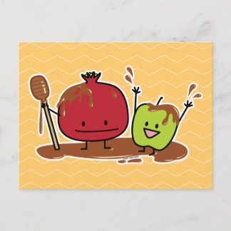 Rosh Hashanah apple pomegranate honey Jewish new Postcard