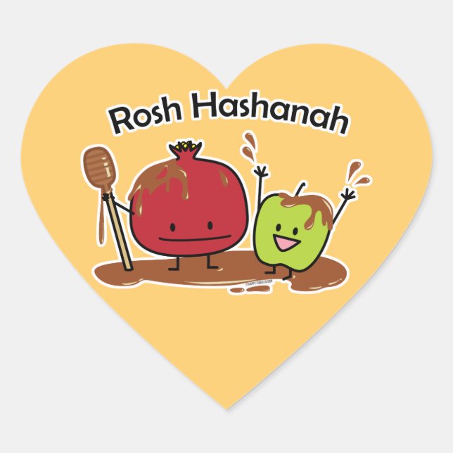 Rosh Hashanah apple pomegranate honey Jewish year Heart Sticker (Front)