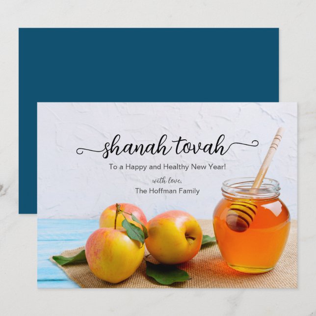 Rosh Hashanah Apples Honey Jewish New Year Card (Front/Back)