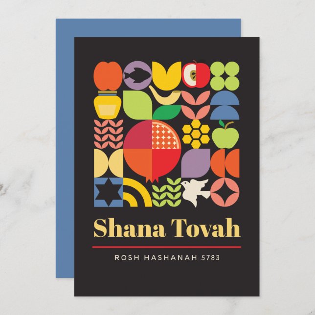 Rosh Hashanah Colourful Modern Jewish New Year Car Holiday Card (Front/Back)