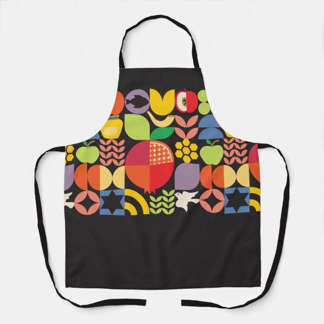 Rosh Hashanah Custom Modern Geometric Icons Apron (Front)