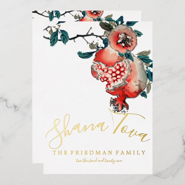 Rosh Hashanah Elegant New Year Dinner Pomegranate (Front/Back)