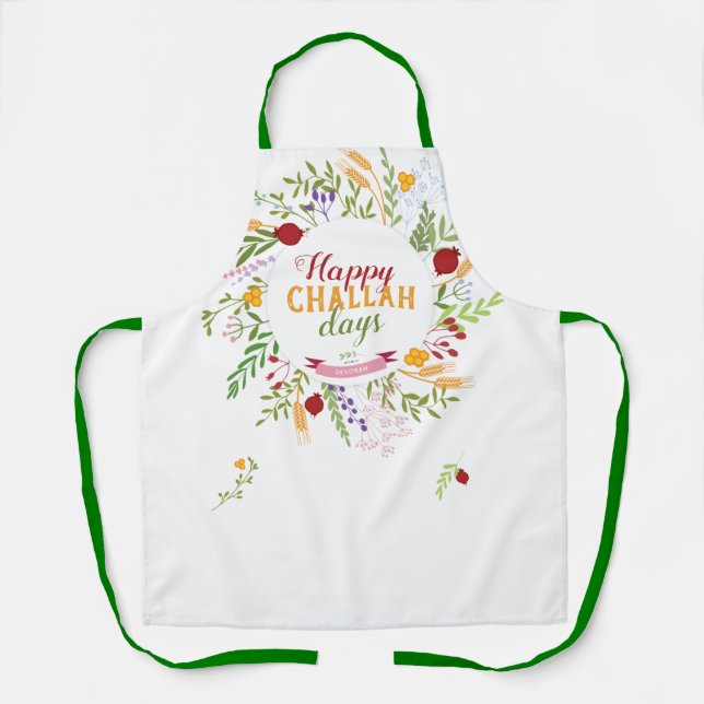 Rosh Hashanah Happy Challah Days Colourful Flora Apron (Front)