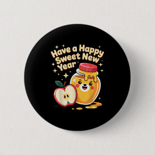 Rosh Hashanah Happy Sweet New Year Honey Bear Jewi 6 Cm Round Badge