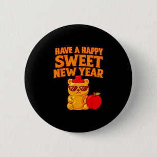 Rosh Hashanah Happy Sweet New Year Honey Bear Jewi 6 Cm Round Badge