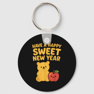 Rosh Hashanah Happy Sweet New Year Honey Bear Jewi Key Ring