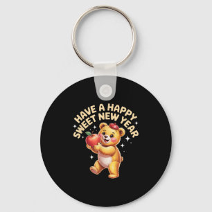 Rosh Hashanah Happy Sweet New Year Honey Bear Jewi Key Ring