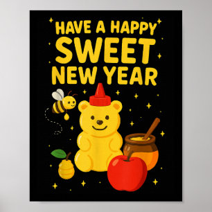 Rosh Hashanah Happy Sweet New Year Honey Bear  Poster