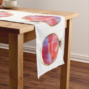 Rosh Hashanah Hebrew Wishes Shanah Tovah White Long Table Runner