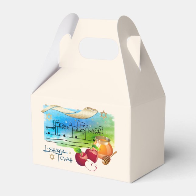 Rosh Hashanah | Jewish New Year Feast Custom Favour Box (Front Side)