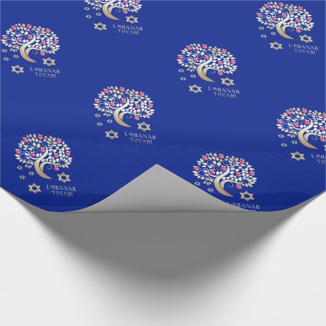 Rosh Hashanah, Jewish New Year Gift Wrapping Paper (Corner)