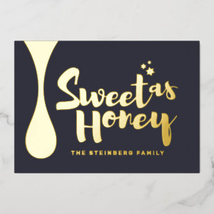 Rosh Hashanah Jewish New Year Greetings Gold Foil Holiday Card