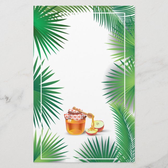 Rosh Hashanah Jewish New Year Honey Palm leaves Stationery (Front)